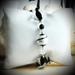 Tango perlen armband cube schwarz-glas-murano-venedig