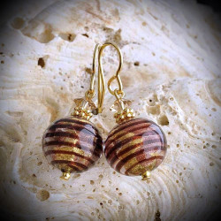 Biz chocolate earrings in real glass of murano