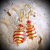 Biz red-and-gold earrings in real glass of murano