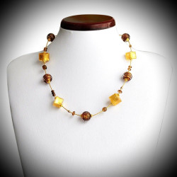 Biz chocolate necklace genuine murano glass