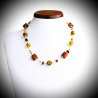 collier multicolore ambré en veritable verre de murano