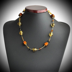 Biz fauve collier en veritable verre de murano