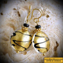 Charms gold earrings in real glass of murano in venice