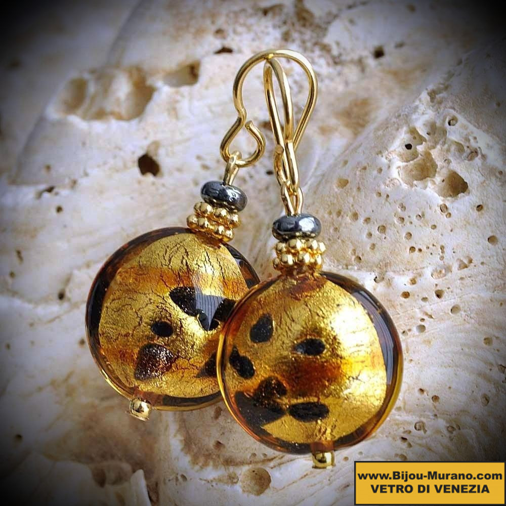 James gold tachete earrings in real glass of murano in venice