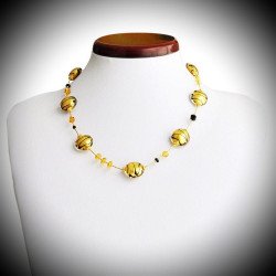 collier or en veritable verre de murano de venise