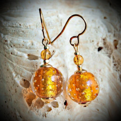 Fiji amber earrings in real glass of murano in venice