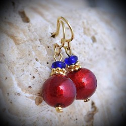 Red balls mini earrings in real glass of murano in venice