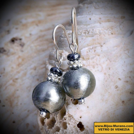 Mia silver earrings in real glass of murano in venice
