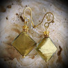 Butterfly gold/green earrings in real glass of murano