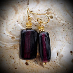 Earrings amethyst in genuine murano glass from venice