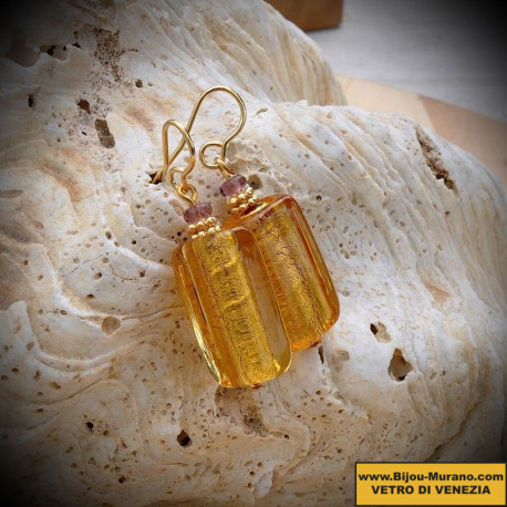 Ohrringe aus murano-glas aus venedig, gold-gelb