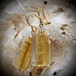 Ohrringe transparent gold, echten murano-glas aus venedig