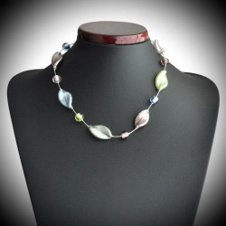 Melo necklace silver genuine murano glass