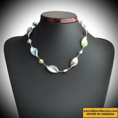 Melo necklace silver genuine murano glass