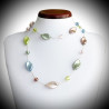 Melo necklace long silver genuine murano glass