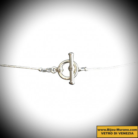 Melo necklace long silver genuine murano glass