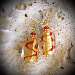 Zoe earrings red and gold genuine murano glass