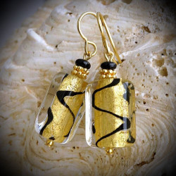 Zoe earrings black and gold genuine murano glass