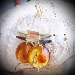 Libellule ambre boucles d'oreilles en veritable verre de murano de venise