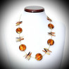 Dragonfly amber necklace genuine murano glass of venice