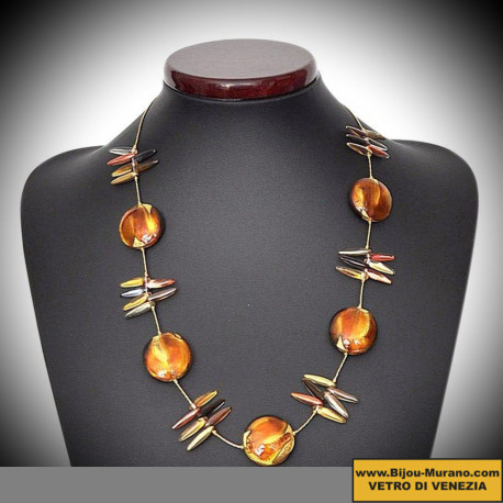 Dragonfly amber necklace genuine murano glass of venice