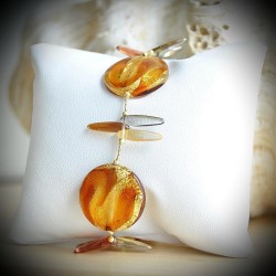 Dragonfly amber bracelet genuine murano glass of venice