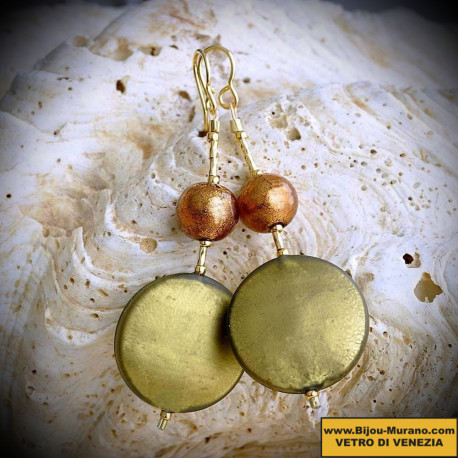 FANCY GREEN SATIN earrings IN REAL GLASS OF MURANO IN VENICE