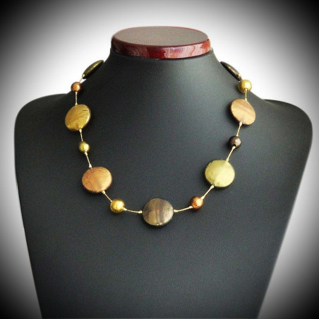 Collana satin oro in vetro di Murano di Venezia