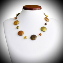 Fancy satin gold necklace in murano glass of venice