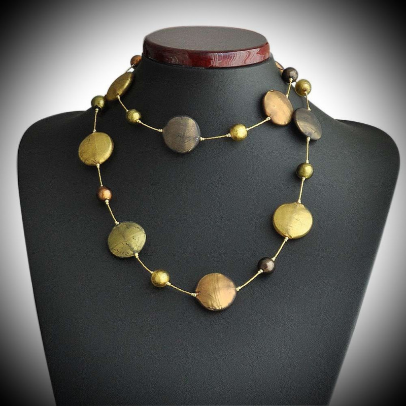 Fancy satin gold-halskette lange halskette aus muranoglas in venedig Fancy satin gold-halskette lange halskette aus muranoglas in venedig
