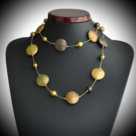 Fancy satin gold-halskette lange halskette aus muranoglas in venedig