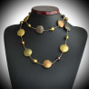 Fancy satin gold necklace long necklace murano glass of venice