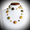 Fancy satin gold necklace long necklace murano glass of venice