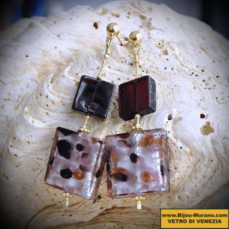 Nougatine parma earrings in real glass of murano in venice