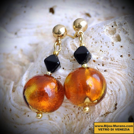 Tangier amber earrings in real glass of murano in venice