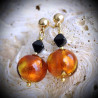 Tangier amber earrings in real glass of murano in venice