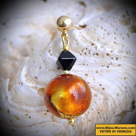Tangier amber earrings in real glass of murano in venice