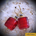 Stendhal rouge boucles d'oreilles en veritable verre de murano