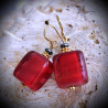 Candy red earrings in real glass of murano