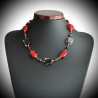 collier rouge et noir en veritable verre de murano