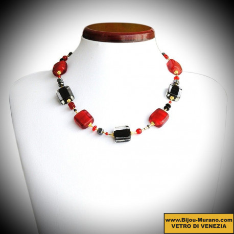 Stendhal red and black necklace with genuine murano glass