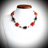 rouge et noir collier en veritable verre de murano
