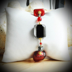 Stendhal red and black bracelet genuine murano glass