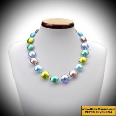 Necklace multicolor in genuine murano glass from venice