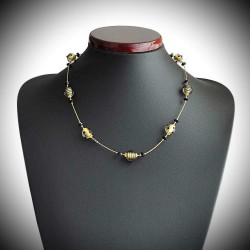 Oj mini black and gold necklace genuine murano glass