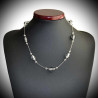 Oj mini black and silver necklace with genuine murano glass