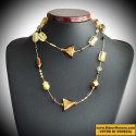Star necklace long amber gold genuine murano glass
