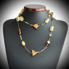 Star necklace long amber gold genuine murano glass