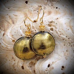 Comete green gold earrings in real glass of murano in venice