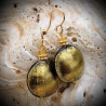 Gold earrings green genuine murano glass of venice